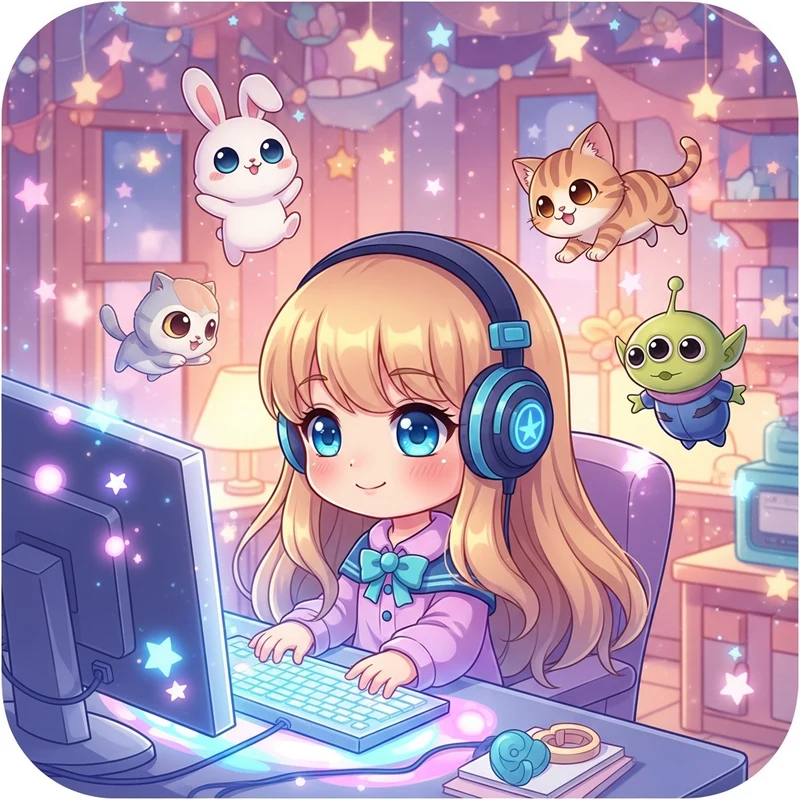 Katherine at her game-design desk
