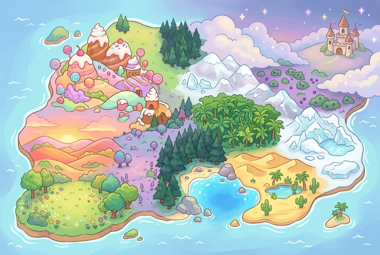 A colorful world map